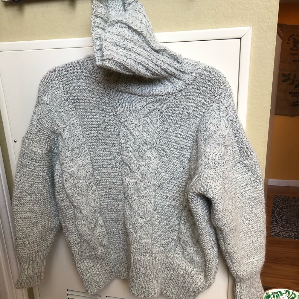 High Neck Cable Knit Sweater